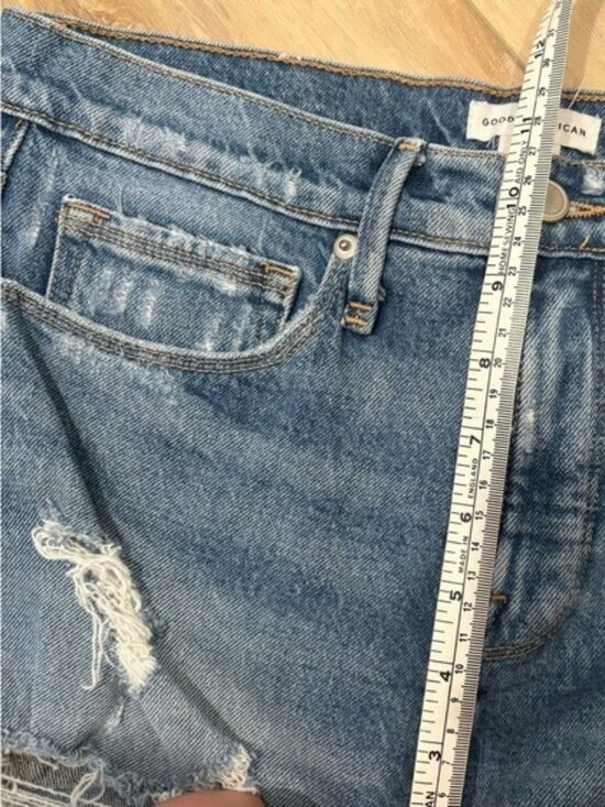 GOOD AMERICAN Distressed JEAN Shorts, Frayed Edge Raw Size 0/25,Summer Festival - Picture 5 of 7